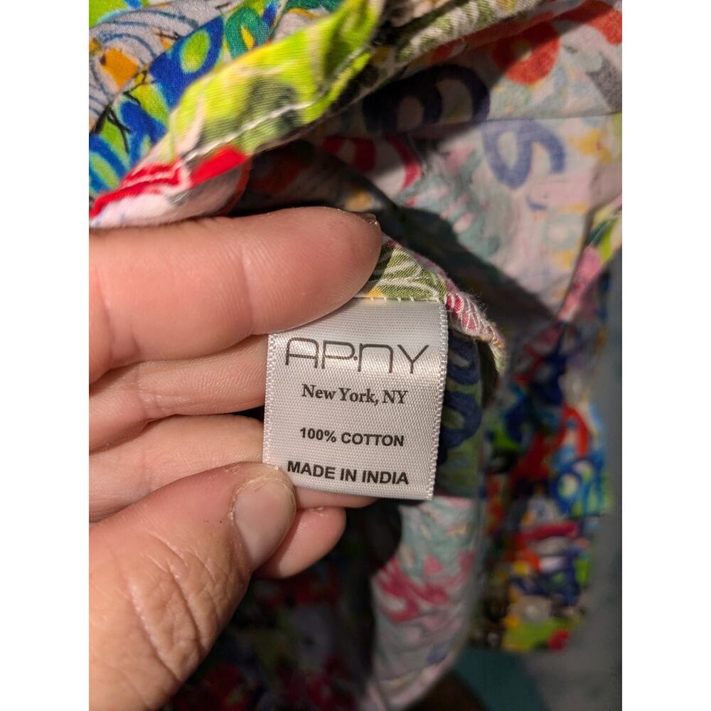 APNY Women's S Long Sleeve Button Up Blouse Rainbow Love Grafitti Print Artsy - Picture 6 of 10